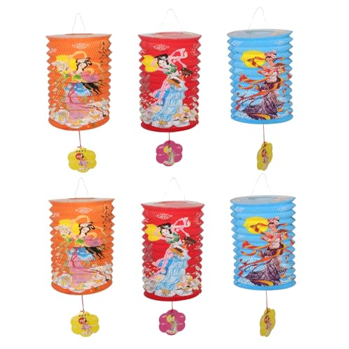 ULTECHNOVO 6piezas Faroles Temática Hechos Mano De Papel Festival del Otoño Adornos para Fiestas Decoración De Papel Voladora para Celebraciones
