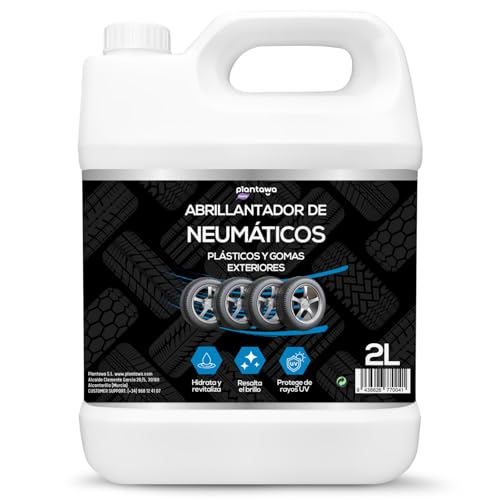 Plantawa Abrillantador de Neumáticos 2L | Recuperador de Plásticos y Gomas Coche | Hidratador y Restaurador de Plásticos | Brillo y Protección Duradera para Coche y Moto