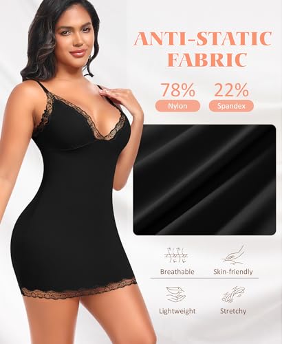 Slip Dress for Women Adjustable Spaghetti Strap V Neck Full Slips Under Dresses Camisole Slip Nightgown3