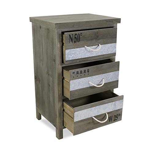 Cheung's Fp-4123 Wooden Cabinet With 3 Drawers And Rope Handles, Light Brown, Silver #TOP5