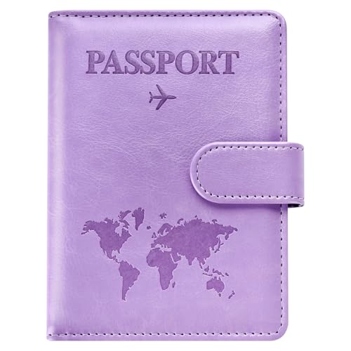 Image of Eoehro Passport Holder for Travel Essentials, Passport Wallet Cover Case for Travel Must Haves Accessories,Passport Book Holders for Women and Men(Light Purple)