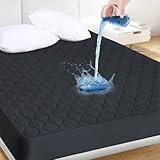 Queen Quilted Fitted Waterproof Mattress Pad, Breathable Premium Soft Filling Mattress Protector, 8-21 Inches Deep Pocket Noiseless Mattress Cover (Grey)