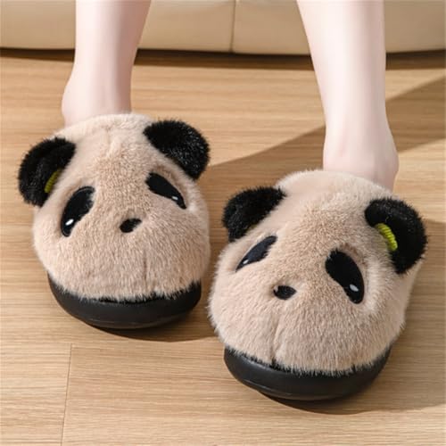 men's and women's cute panda slippers, fluffy couple, comfortable home soft slippers, indoor and outdoor non slip slippers, RT-712