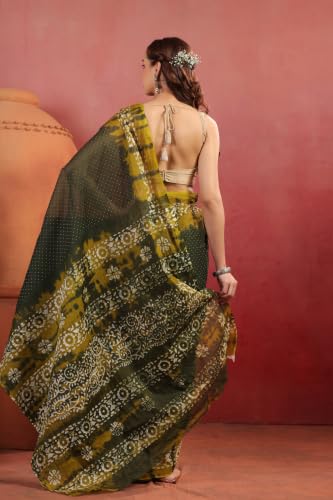 Image of TAMAIRA FASHION Mulmul Pure Cotton Saree For Woman Batik Printed|Office Wear Daily Wear Sarees For Women Without Blouse Piece (Available in 13 Colours)