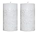 LA JOLIE MUSE Wedding Votive Candles White Pillar Candles Silver 2 Pack 5", Table Decorations 495g, Gifts for her