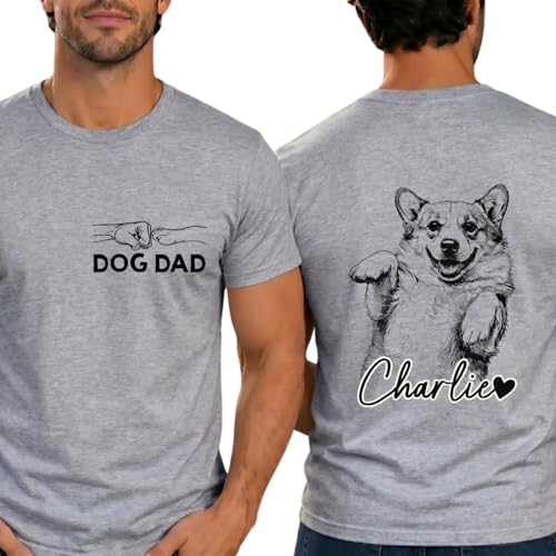 Pawfect House Gifts Personalized Custom Photo Tshirt for Dad Personalized Fathers Day Birthday Gifts for Dog Cat Lovers Dog Dad Shirts for Fathers Day