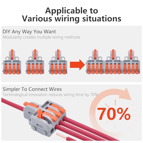 XALXMAW 10Pcs Lever Wire Connectors, 1 in 4 Out DIY Mini Quick Terminal Block Compact Splice Electrical Connectors, 24-12 AWG - Thumbnail 2
