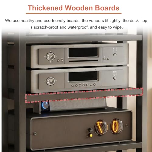 WDJBPSH Mueble Equipo HiFi Gran Solución Almacenamiento Audio, Mueble Estéreo Móvil 4 Niveles para Amplificadores Reproductores Accesorios TV, con Estante Ajustable(96cm/37.8in) - imagen 7