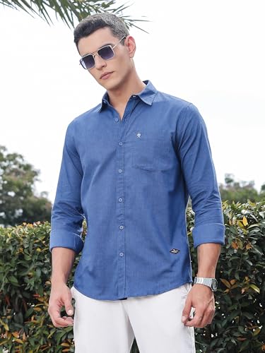 Image of Thomas Scott Men Classic Slim Fit Cotton Casual Full Sleeves Shirt