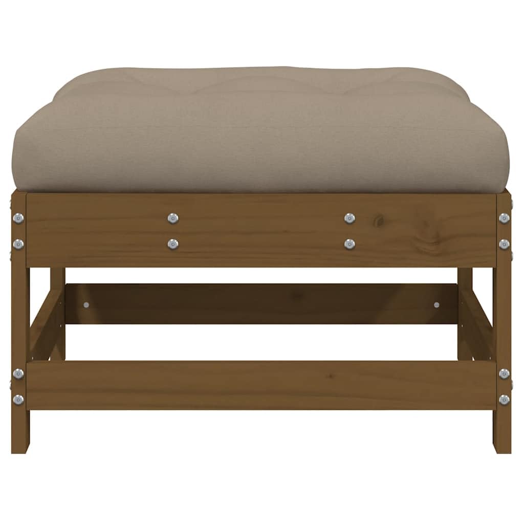 HaoChrymec Gartenhocker mit Kissen 2 STK. Honigbraun Massivholz Kiefer, Modulares Design, Hocker Outdoor, Fußhocker für Terrasse und Garten, 62 x 62 x 32 cm