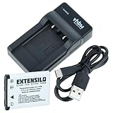 EXTENSILO 1x Station de Charge, 1x câble d'alimentation, 1x Batterie Compatible avec Fujifilm FinePix XP15, XP31, XP30, XP22, XP10, XP20, XP11