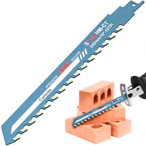 Lames de Scie Sabre Lames Universelles Scie Sabre Lame Scie Sabre pour Pierre, 240 mm, Lame Scie Sabre Brique, Acier au Carbure pour Béton, Maçonnerie Bois,...