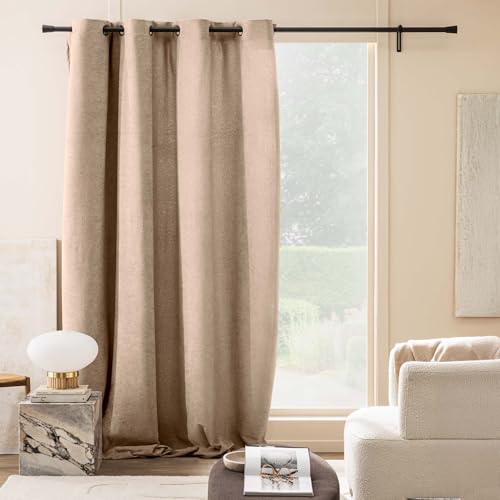 Rideau oeillets bouclette Winona sable isolant visuel 140x260 contre le vis-à-vis - 3