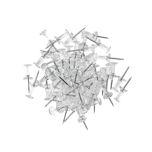 Ferdo Stylo Clear Push Pins, 200 Pack, Plastic Head, Steel Point, Map Tacks, Standard Clear Thumb Tacks for Wall Hangings, Bulletin Board, Standard Size Push Pin Tacks image 4