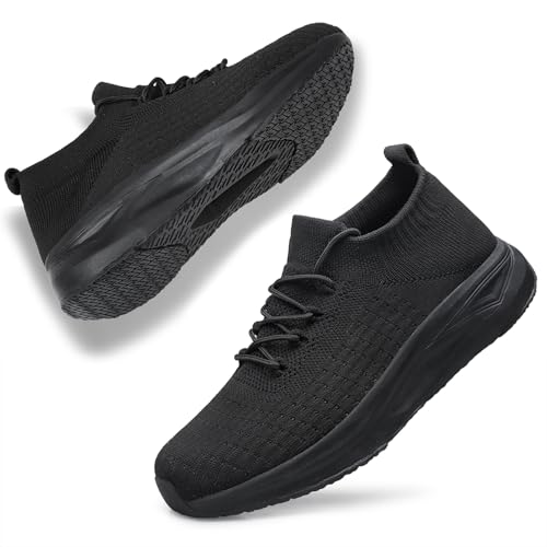 Raoendis Trainers Men Running Shoes Walking Sneaker Sports Training Shoes, Walking Fitness Fashion Trainers Breathable Lightweight Comfortable Jogging Black Size 9