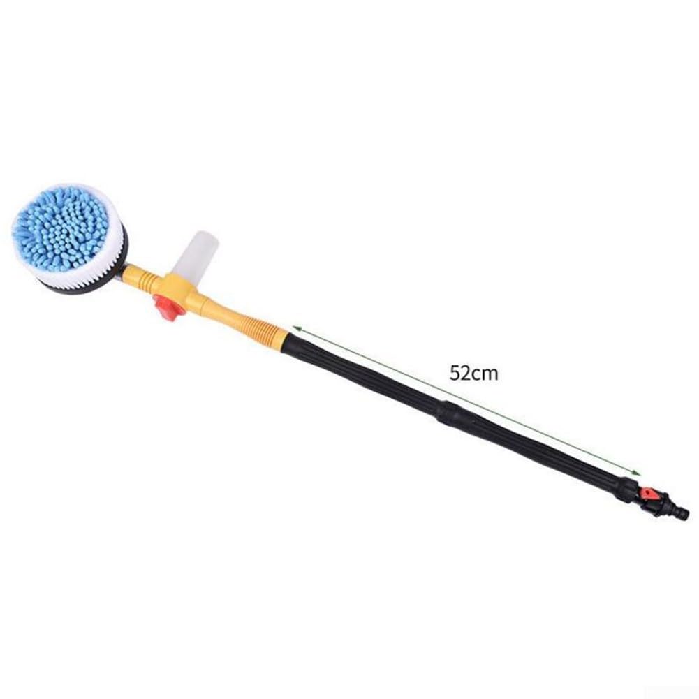 Kit de cepillo de limpieza giratorio para coche con boquilla de manguera integrada y movimiento de 360 grados para coches, camiones, caravanas, patios y suelos al aire libre