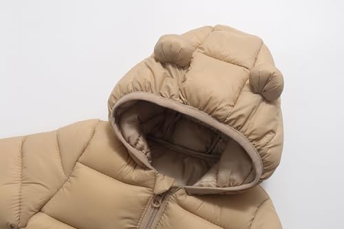 AIWUHE Baby Hooded Down Jacket Boys Girls Light Puffer Winter Coats Toddler Bear Ears Zipper Up Down Coats Outwear 6M-4T4