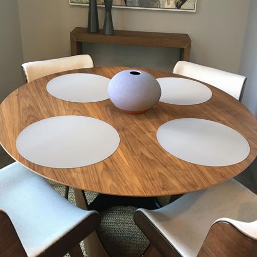 Set de table rond argenté similicuir 33 cm dessous d'assiette imperméable lot de 4 - 4