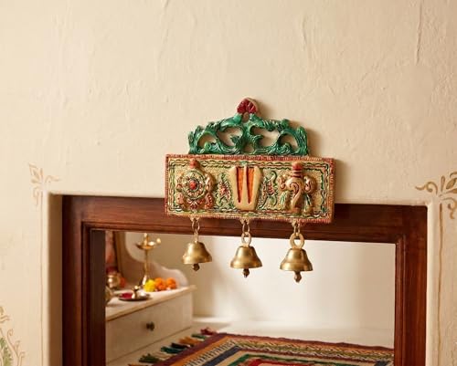 Image of KridayKraft Tirupati Door Hanging Shankh Chakra Namah Latkan Meenkari Decorative for Home,Office & Room,Also Gift for House Warming