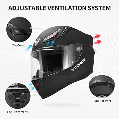 VCOROS Motorcycle Full Face Helmet for Unisex-Adults DOT Approved WS-609 Motorbike Street Bike Racing Helmets