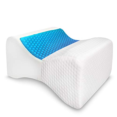 Knee Pillow for Side Sleepers - Contour Legacy Leg Wedge for Sleeping - Sciatica, Hip, Joint and Lower Back Pain Relief - Orthopedic Cooling Gel Memory Foam for Under Knees & Between Legs Support