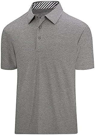 SAMERM Mens Golf Shirt Moisture Wicking Quick Dry Short Sleeve Casual Golf Polo Shirts for Men(Grey L)