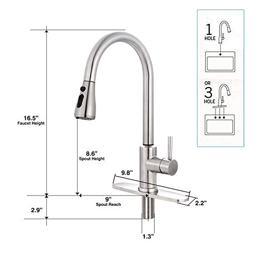 image for Touch Kitchen Faucet with Pull Down Sprayer, MSTJRY Stainless Steel Ki