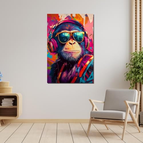 Tableau sur toile singe funky art abstrait animalier