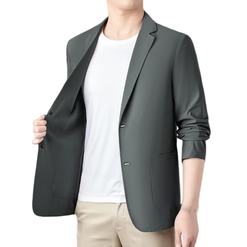 Generico Blazer Uomo Casual, Blazer da Uomo Leggero Ed Elasticizzato, Giacca Sportiva Sfoderata A Due Bottoni, vestibilità Regolare, Elegante E Casual, Giacca Estiva Traspirante E Protettiva dal So