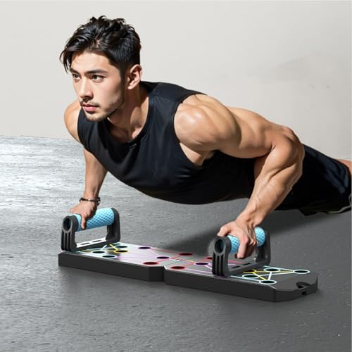 Tabla de flexiones multifuncional con agarres móviles para entrenamiento de pecho en casa 3