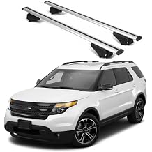 ERKUL Roof Rack Cross Bars for Ford Explorer 2011-2015 | Aluminum Crossbars with Anti Theft Lock for Rooftop | Compatible with Raised Rails - Silver
