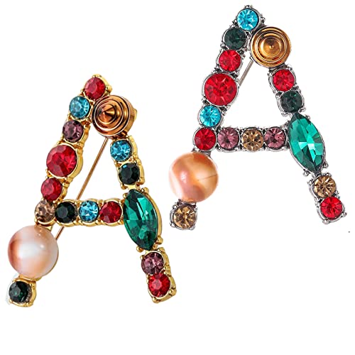 Initial Letter Brooch Bling Pin Jewelry Xmas Present Crystal Pearl Brooches Christmas Gift