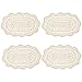 kilofly Crochet Cotton Lace Placemats Doilies 4pc, Oval, Beige, 7 x 14 inch