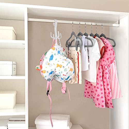 Tinfol 60 Pack Toddler Velvet Hangers, Gray Non-Slip Kids Hangers, Space Saving Felt Baby Hangers With 8 Velvet Hanger Clips And 2 Rotatable Hook For Children's Dress Pants Skirt, Clothes #TOP5