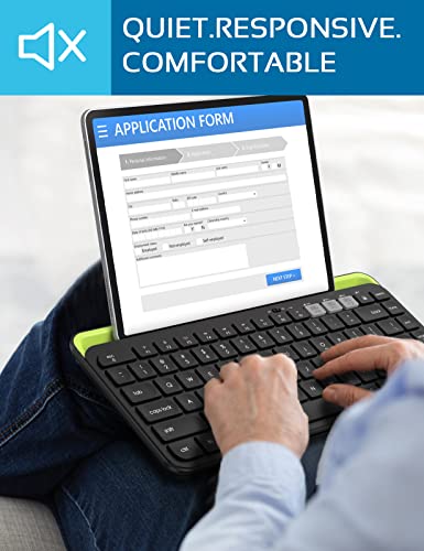 “Panthe” Bluetooth Keyboard, Mini Multi-Device Wireless Keyboard For Ipad Tablet Laptop Phone Tv, Connect Up To 3 Devices, With Tablet Holder, Compatible With Windows, Mac, Chrome Os, Ios, Android #TOP3