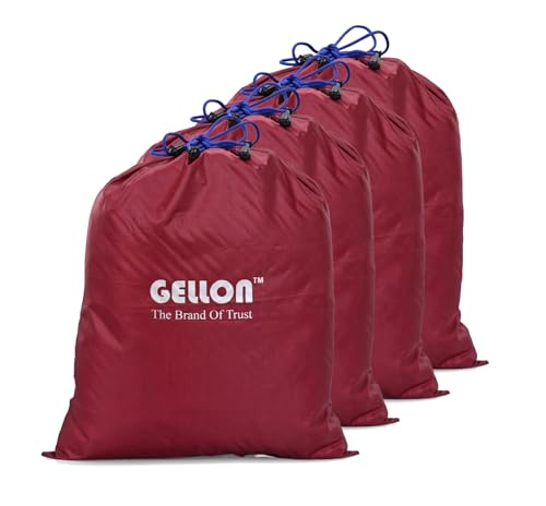 Image of Gellon 4 Pc Shoes Bag in Umbrella Cloth with Water Proof for Travel & Storage Travel Organizer for Women & Men Travel Accessories Shoes Cover Pouch for Travel Essentials in Maroon Color