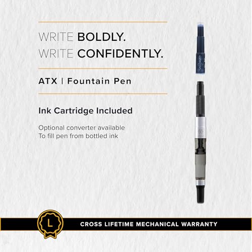 Image of Cross ATX Brushed Rose Gold Polished Black PVD Trim Fountain Pen - Fine Nib