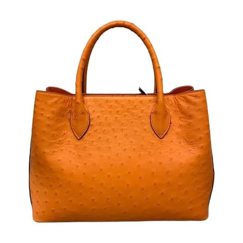 CBLdF Authentic Real True Ostrich Skin Women's Totes Female Handbag Genuine Exotic Leather Lady Working Purse Large Shoulder Bag (orange color) Cover