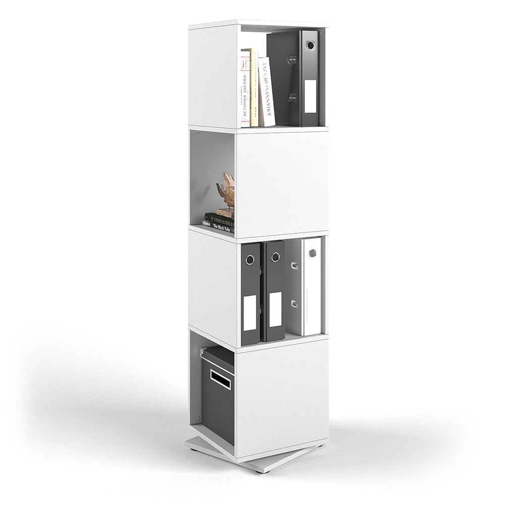 Vicco Scaffale girevole, Bianco, 35.2 x 144.2 cm | per l’archiviazione di documenti e scatole 30x30 cm, ruotabile a 360°