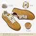 COOLLULU Women Retro Sneakers for Women Lightweight Lace-Up Shoes Suede Fashion Sneakers with Memory Foam Insoles Comfortable Walking Footwear Non-Slip Tennis Shoes(Yellow,US11)