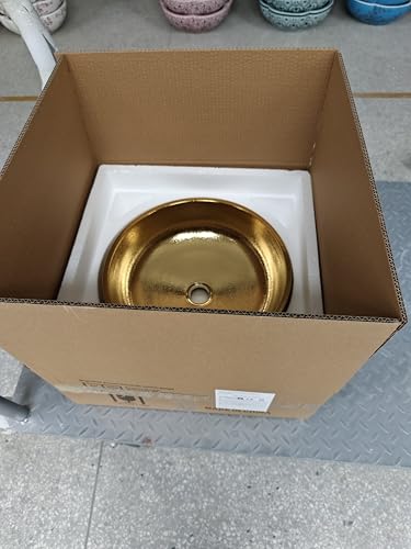 1 komplettes Set modernes goldenes Keramikwaschbecken mit goldenem Wasserhahn und Abfluss für Badezimmer Waschtischplatte