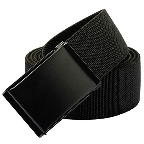 Sportmusies Elastic Belts for Men, Military Style Stretch Webbing Tactical Duty Belt (Black,Flip Top Buckle)