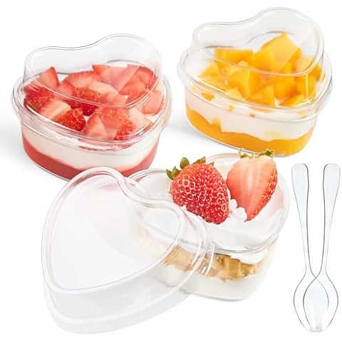 Qeirudu 50 Pack Heart Dessert Cups Cover