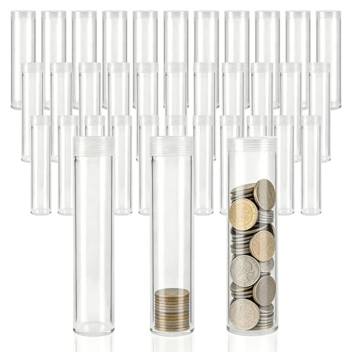 Tubos plásticos transparentes para monedas 36 pcs miniatura 1