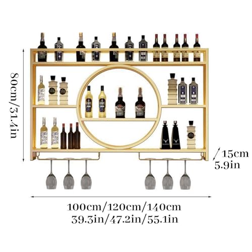 Support pour verres à vin et porte-bouteille industriel mural LED - 3