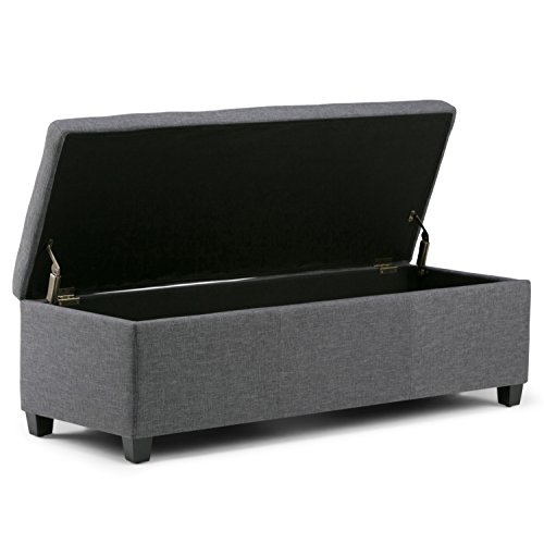 image for SIMPLIHOME Avalon 48 Inch Wide Rectangle Lift Top Storage Ottoman Benc