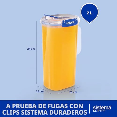 Miniatura 2 de Sistema Klip It Plus Jarra Para Zumos Jarra De Plástico De 2 Litros A Prueba De Fugas Para Agua, Zumo Y Mucho Más Sin Bpa