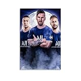 JMOZPOST Póster impreso en lienzo del Paris Saint-Germain F.C. Lionel Messi, diseño de alto nivel de apariencia, para sala de estar, dormitorio, decoración de pared, se puede dar como regalo, 30 x 45