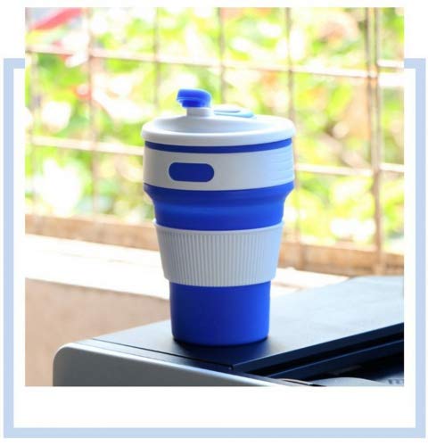 Misswonder zusammenklappbare Silikon-Kaffee-Tasse, wiederverwendbar faltbare Tasse, Thermobecher auslaufsicher-Flasche Blau (Snorkel Blue) Cover