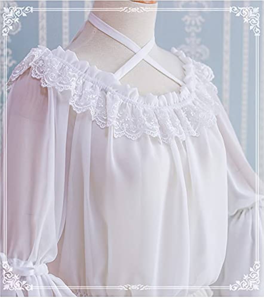 付け姫袖ブラウス 半袖/長袖 ホワイトM 新品 華ロリ　ロリータ Amazon | ブラウス ロリータ シフォン インナー 甘ロリ 長袖